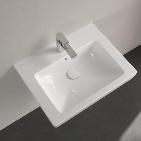 Villeroy & Boch Subway 2.0 wastafel - 60x47cm - 1 kraangat - met overloop - White Alpine (glans wit) 1024079