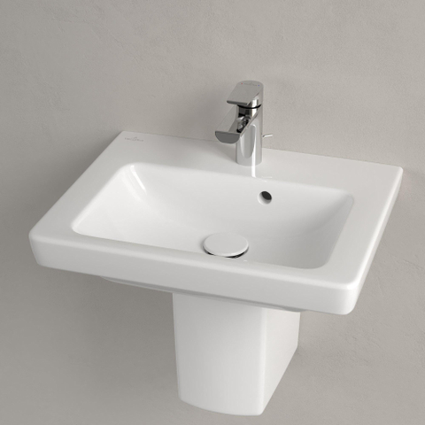 Villeroy & Boch Subway 2.0 fontein - 50x40cm - 1 kraangat - met overloop CeramicPlus - White Alpine (glans wit) 1024200
