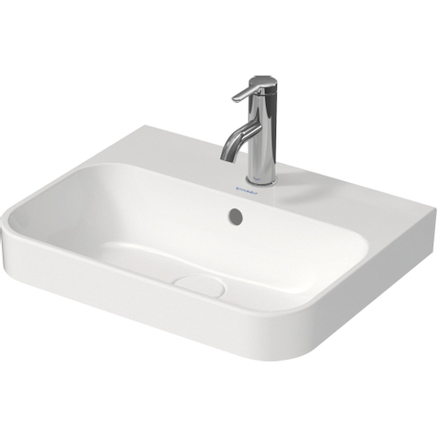 Duravit Happy D.2 Plus opbouwwastafel - met kraangat - met overloop - 50x40cm - met keramisch push-open ventiel - wit SW358146