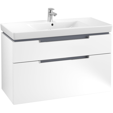 Villeroy & Boch Subway 2.0 Meuble sous lavabo 98.7x44.9x59cm avec 2 tiroirs pour lavabo encastrable 7175 100cm blanc mat 1025043