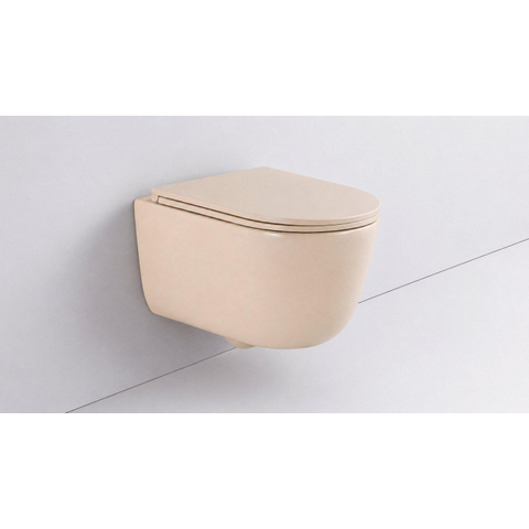 QeramiQ Dely Swirl Toiletset - 36.3x51.7cm - Geberit UP720 Duofix Sigma inbouwreservoir - slim zitting - mat zwarte metalen bedieningsplaat - rechthoekige knoppen - mat beige SW1416827