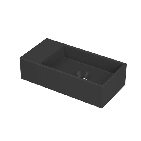 INK Versus Fontein - 36x18x9cm - wasbak rechts - 0 kraangaten - porselein zwart mat OUTLETSTORE STORE37462