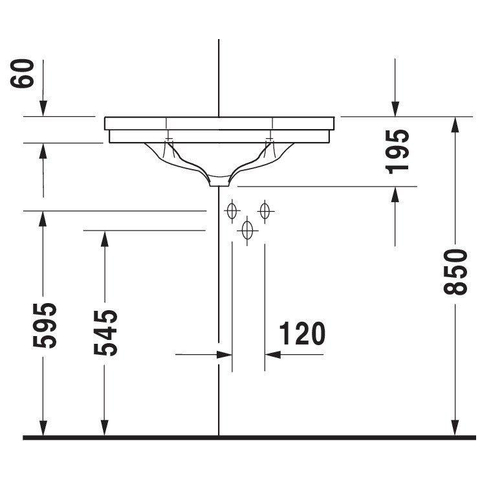 Duravit Serie 1930 Fontein - 59.5x45cm - 1 kraangat - met overloop gliss - wit 0296872