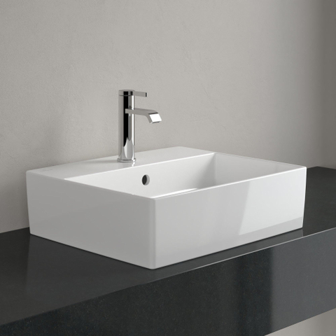 Villeroy & Boch memento 2.0 opzetwastafel - 50x42cm - met 1 kraangat - met overloop - White Alpine (glans wit) SW479653