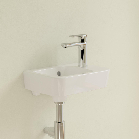 Villeroy & Boch O.novo fontein - 36x25cm - 1 kraangat rechts - met overloop CeramicPlus - White Alpine (glans wit) SW448504