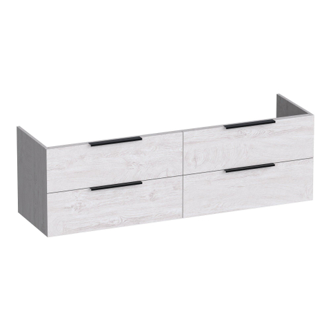 BRAUER Elevate meuble sous-lavabo 160 sans poignées rapportées 4 tiroirs softclose et 2 découpes pour siphon - Forest Seashell SW1200117
