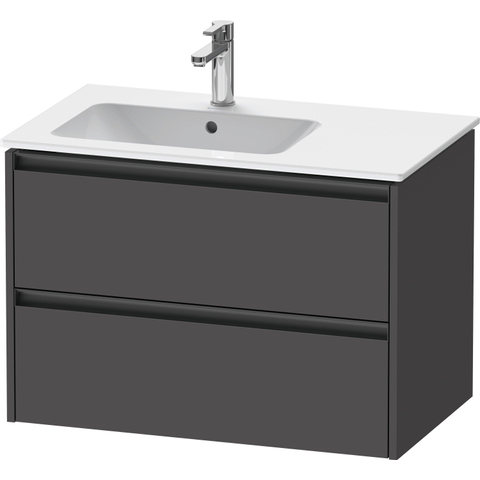 Duravit Ketho.2 Wastafelonderbouwkast - met 2 laden - voor waskom links - 81x48x54.9cm - met grepen antraciet - grafiet mat SW773005