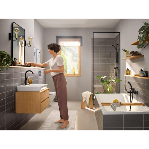 Hansgrohe Rebris e 1-gats wastafelkraan - 210 met draaibare uitloop - met waste - mat zwart SW796606