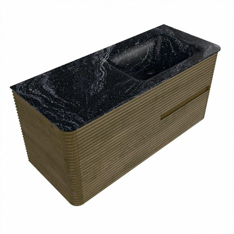 Mondiaz CIRO-DLUX Ensemble de meubles de salle de bains - 110x45x50cm - lavabo solid surface Lava - 1 vasque à droite - sans trous de robinet - 2 tiroirs - Dusk SW1533025