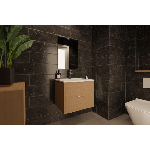 Differnz Bolo Ensemble meuble de salle de bains 61x50x46cm panneau FSC MFC / Céramique blanche chêne clair mat SW787970