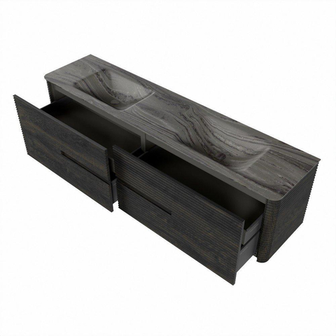 Mondiaz CIRO-DLUX Ensemble de meubles de salle de bains - 190x45x50cm - Plan vasque solid surface Sombra - 2 vasques double - 2 trous de robinetterie - 4 tiroirs - Shadow SW1532793