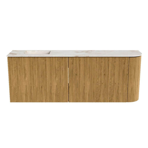 Mondiaz JOYA-DLUX 111.6cm meuble WC - arrondi à droite couleur Chêne - Lavabo FAYE position Gauche 1 trou de robinet couleur Frappe. SW1421942