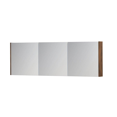INK SPK1 Spiegelkast - 180x14x60cm - 3 deuren - dubbelzijdige Spiegel - schakelaar en stopcontact - MFC Noten SW493946