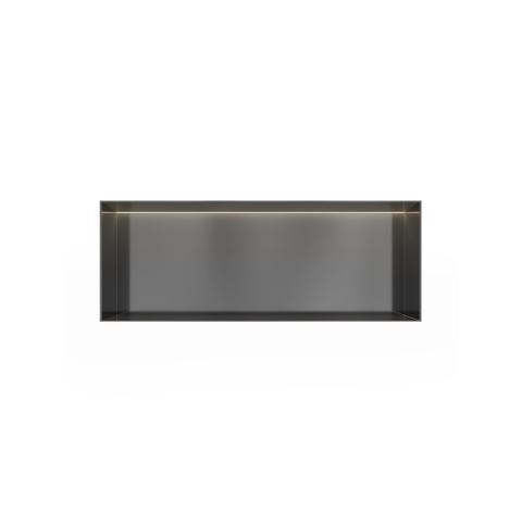 Hotbath &MORE Inbouwbox of inbouwnis - 30x80x10 - frameless + LED - PVD - geborsteld gunmetal (antraciet) SW1246608