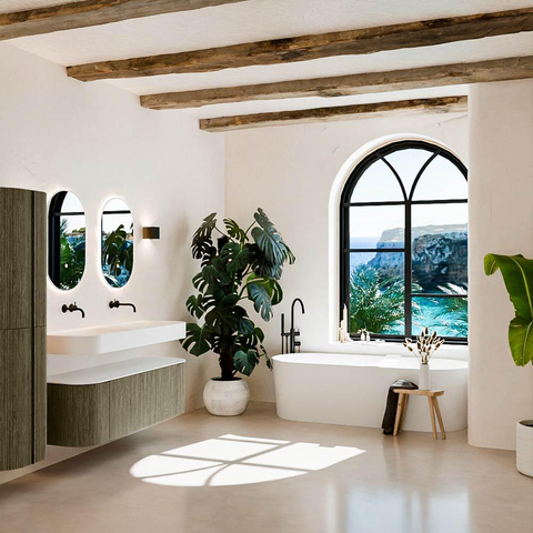 MONDIAZ THOR 140cm meuble de salle de bains arrondi gauche + droite couleur Shadow avec 1 tiroir et 2 portes. Vasque suspendue CLOUD Double sans trou de robinet couleur Talc. SW1464137