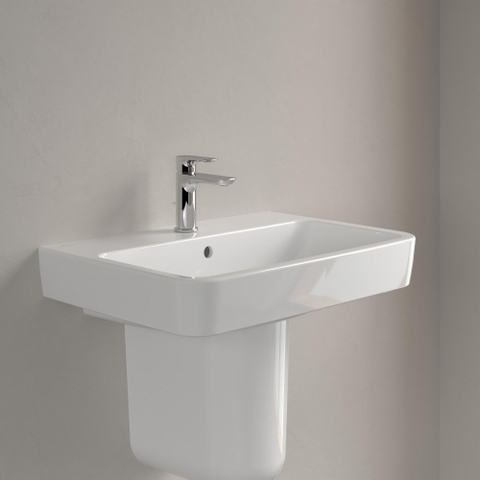 Villeroy & Boch O.novo wastafel - 65x46cm - met kraangat - met overloop CeramicPlus - White Alpine (glans wit) SW448450