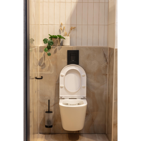 QeramiQ Dely hangtoilet – spoelrandloos – diepte 51,7 cm – met slim softclose zitting – mat wit SW1212352