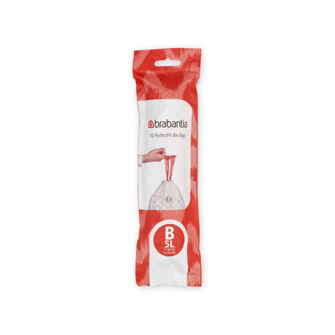Brabantia PerfectFit Poubelle sac à déchets avec fermeture par ruban adhésif code B, 5 litres, 10 pièces/rouleau SW767528