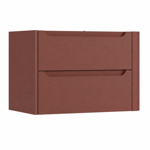 H&R Badmeubelen Juice Meuble sous lavabo - 80x45x50cm - angle droit arrondi - 2 tiroirs - poignée intégrée - Terra mat SW1488950