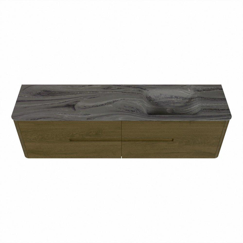 Mondiaz CIRO-DLUX Badkamermeubelset - 180x45x50cm - Solid surface wastafel Sombra - 1 wasbak Rechts - zonder kraangaten - 4 lades - Dusk SW1533561