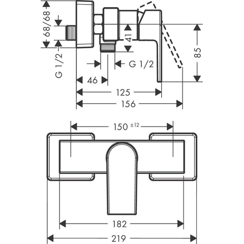 Hansgrohe Vernis Shape Eengreeps douchekraan - opbouw - hoogglans chroom SW651471