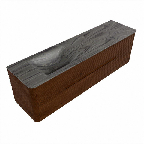 Mondiaz CIRO-DLUX Badkamermeubelset - 170x45x50cm - Solid surface wastafel Sombra - 1 wasbak Links - 1 kraangat - 4 lades - Ruby SW1532058