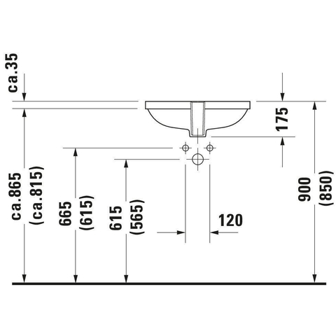 Duravit D-code Onderbouwwastafel - 49.5x32cm - zonder kraangat - met overloop - glans wit 0315114