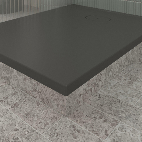 Villeroy & Boch Ecora douchebak - 100x80x3.5cm - afvoer korte zijde - anthracite (antraciet) SW1558894