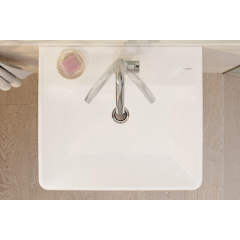 Hansgrohe Xanuia Q Wastafel/Fontein - 50x39cm - inbouw - 1 kraangat - met overloop - smartclean - glans wit SW1165125