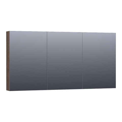 BRAUER Impress armoire de toilette – 139 x 70 x 15 cm – 3 portes, portes-miroir double face – Chêne noir SW392926