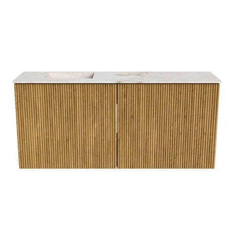 Mondiaz JOYA-DLUX 90cm toiletmeubel - kleur Oak - Wastafel FAYE positie Links 1 kraangat kleur Frappe. SW1421949