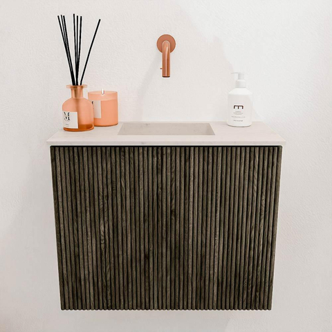 Mondiaz JOYA-DLUX 50cm toiletmeubel - kleur Shadow - Wastafel FAYE positie Midden Zonder kraangat kleur Meli. SW1424860