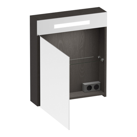 BRAUER Promise Deluxe armoire de toilette – 59 x 70 x 15 cm – LED directe en haut – ouverture à gauche – Timber Anthracite SW1203704