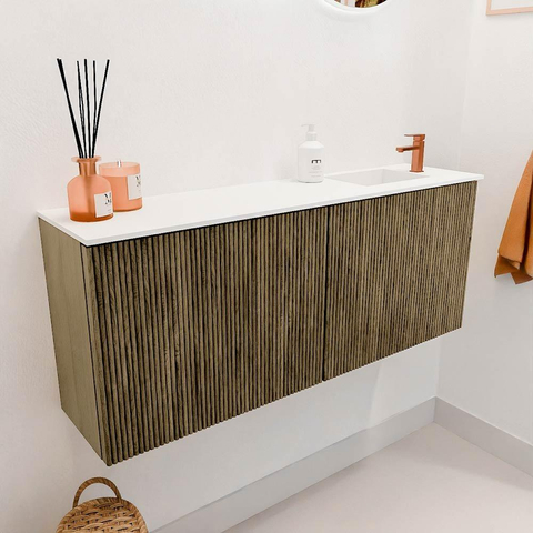 Mondiaz JOYA 100cm meuble de salle de bains - couleur Dusk - Vasque FAYE position Droite 1 trou de robinet couleur Talc. SW1421572