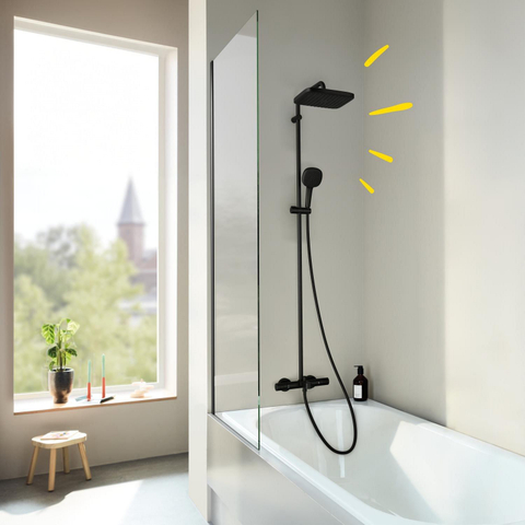Grohe Vitalio Comfort 250 QuickFix Regendoucheset - 25cm - hoofddouche - vierkante handdouche - 2 straalsoorten - met badthermostaat - matte black (mat zwart) SW1126847