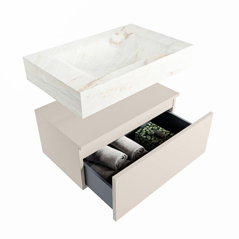 MONDIAZ ALAN - DLUX Badkamermeubelset - 70cm - onderkast - Linen - 1 lade - vrijhangende wastafel - wasbak midden - 1 kraangat - Frappe SW805259
