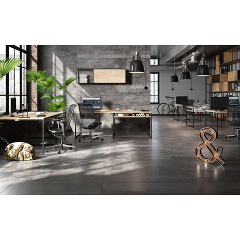 Terravito Copuro Dalle de terrasse Black 60x60x2cm Rectifié Aspect béton Noir mat SW420244