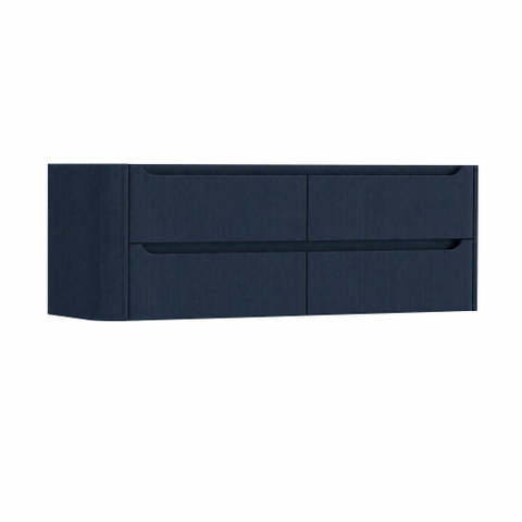 H&R Badmeubelen Juice Wastafelonderkast - 140x45x50cm - linkerhoek afgerond - 4 lades - geïntegreerde greep - blue oak SW1490630