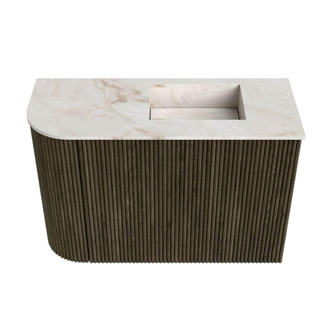 Mondiaz JOYA-DLUX 61.6cm toiletmeubel - ronding links kleur Shadow - Wastafel FAYE positie Rechts 1 kraangat kleur Frappe. SW1422721