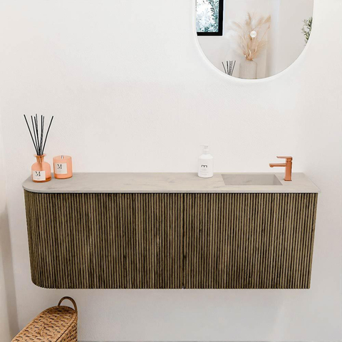 Mondiaz JOYA-DLUX 111.6cm toiletmeubel - ronding links kleur Dusk - Wastafel FAYE positie Rechts 1 kraangat kleur Opalo. SW1423366