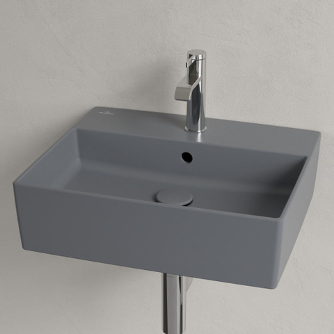 Villeroy & Boch memento 2.0 opzetwastafel - 50x42cm - 1 kraangat - met overloop CeramicPlus - Graphite (mat grijs) SW479728
