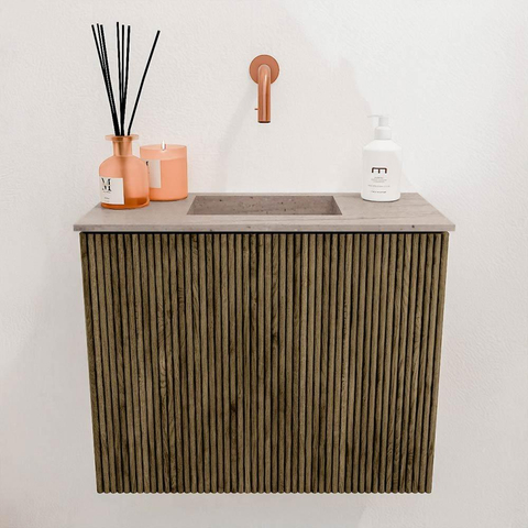 Mondiaz JOYA-DLUX 50cm meuble de salle de bains WC - couleur Dusk - Vasque FAYE position Milieu Sans trou de robinet couleur Saba. SW1426041