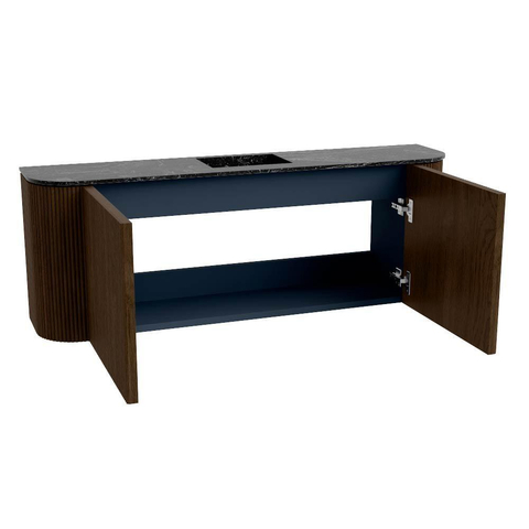 Mondiaz JOYA-DLUX 113.2cm toiletmeubel - ronding links en rechts kleur Walnut - Wastafel FAYE positie Midden 1 kraangat kleur Lava. SW1422478