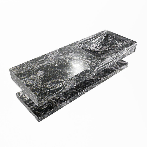 MONDIAZ ALAN - DLUX Badkamermeubelset - 130cm - planchet - Lava - vrijhangende wastafel - wasbak rechts - 1 kraangat - Lava SW809179