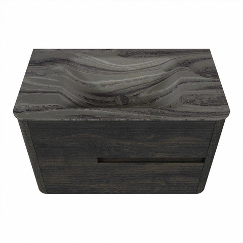 Mondiaz CIRO-DLUX Meuble de salle de bains ensemble - 80x45x50cm - lavabo solid surface Sombra - 1 vasque au milieu - sans trous de robinet - 2 tiroirs - Shadow SW1532738