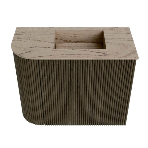 Mondiaz JOYA-DLUX Meuble de salle de bains 51,6cm - arrondi gauche couleur Shadow - Vasque FAYE position Droite 1 trou de robinet couleur Arena SW1424823