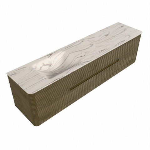 Mondiaz CIRO-DLUX Badkamermeubelset - 190x45x50cm - Solid surface wastafel Nata - 1 wasbak Links - zonder kraangaten - 4 lades - Dusk SW1533254