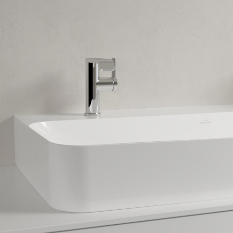 Villeroy & Boch finion wastafel onderzijde - geslepen - met 2 kraangaten - 100x47cm CeramicPlus - zonder overloop - White Alpine (glans wit) SW106498