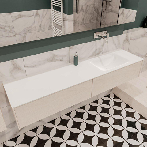 ENSEMBLE DE MEUBLE MONDIAZ LUSH - 180 cm - 2 tiroirs - lavabo cloud - lavabo à droite - 0 trous de robinet - sous-couche SW409535