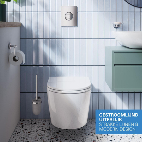 GROHE Solido Start Round toiletset diepspoel - rimless - GROHE Solido inbouwreservoir - softclose toiletzitting - bedieningsplaat chroom SW1244472